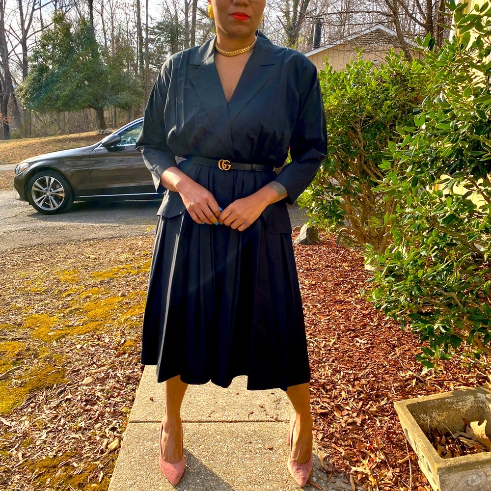 Donna Karan Black Midi Wrap Dress